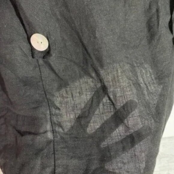 Lands Downunder Dress S Black Linen Lagenlook Coastal Beachy Vacation Italy - Picture 7 of 8